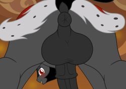 animal_genitalia animal_penis anus badumsquish balls blush cape clothing equid equine equine_genitalia equine_penis erection fangs feral friendship_is_magic genitals hasbro hi_res king_sombra_(mlp) low-angle_view male male_focus male_only mammal medial_ring my_little_pony penis puffy_anus quadruped red_eyes smile solo teeth