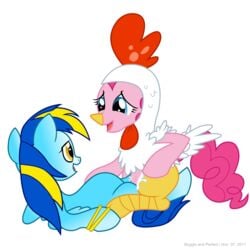 animal_costume boggle chicken_costume cum friendship_is_magic futanari general_mumble intersex lying my_little_pony on_back penis pinkie_pie_(mlp) playing smooth_skin vaginal