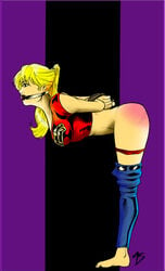 1girls ass blonde_hair bondage cassie_sandsmark clubbuttplug dc dc_comics female female_only gag solo superheroine teen_titans wonder_girl wonder_girl_(cassie_sandsmark) wonder_woman_(series)