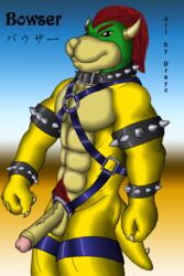 bowser cock_ring drayo-y foreskin harness koopa leather male male_only mario_(series) nintendo penis scalie solo tagme uncut