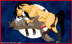 2011 2boys anal anal_penetration anal_sex balto balto_(film) balto_(series) crossover dreamworks feral gay horse male male_only penis spirit:_stallion_of_the_cimarron spirit_(character) tagme testicles universal_studios yaoi