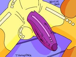 balls big_penis butters_(theenyface) dated domestic_cat felid feline felis fur genitals glistening glistening_body glistening_genitalia glistening_penis humanoid_genitalia humanoid_penis mammal penis purple_penis shaded signature solo tail theenyface yellow_body yellow_fur