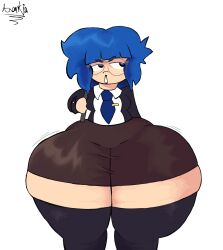 aaanarkia oc original 1girls female big_thighs thighs absolute_territory thigh_highs office_lady office_clothing clothing child_bearing_hips wide_hips thick_thighs thunder_thighs tagme ass big_ass hyper