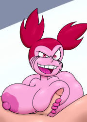 1boy 1girls 2026 alien alien_humanoid anon ass big_ass big_breasts big_butt breast_on_leg breast_on_penis breasts butt cartoon_network cartoon_network_studios duo female gem_(species) hand_on_penis hetero hi_res human humanoid legs looking_at_partner looking_at_viewer male mammal nipples nude nude_female nude_male open_mouth penis pink_body pink_eyes pink_hair pink_skin smile smiling smiling_at_partner smiling_at_viewer spinel_(gem_species) spinel_(steven_universe) spread_legs spreading steven_universe steven_universe_future straight takeshi1000 teeth tongue touching_penis you