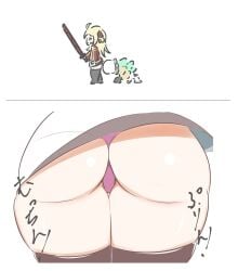 2girls ass ass_focus blush butt duel_monster female female_only hi_res ina_c_n kewl_tune_rotary konami legwear light_skin looking_at_ass looking_up looking_up_skirt low-angle_view panties peeking_out side_view simple_background skirt_up sky_striker_ace_raye smile standing teenager thick_thighs thighs underwear walking white_background yu-gi-oh!