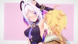 1boy 1girls 3d aether_(genshin_impact) animated armpit_fetish armpits big_breasts canon_couple citlali_(genshin_impact) ei holding horny_female koikatsu licking long_hair mihoyo no_sound pleasure_face sex shorter_than_30_seconds straight tagme tongue video