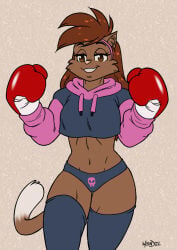 1girls anthro anthropomorphic black_legwear black_panties black_thighhighs black_thong_panties boxing_gloves cat catgirl crop_top crop_top_hoodie cropped_hoodie deborah_(drawing-4ever) drawing-4ever female female_only gloves hood looking_at_viewer original paggi_outfit pink_and_black pink_hoodie posing_sexy posing_suggestive red_boxing_gloves red_gloves skull_head skull_panties skull_symbol solo thigh_highs thighhighs