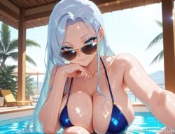 big_breasts breasts large_breasts huge_breasts boobs big_boobs large_boobs huge_boobs blue_eyes blue_hair long_hair looking_at_viewer pool smile smiling solo solo_focus solo_female 1girls female_only female_focus kaistar patreon ai_generated female highres high_resolution tensei_shitara_dai_nana_ouji_dattanode,_kimamani_majutsu_o_kiwamemasu sylpha_langlis