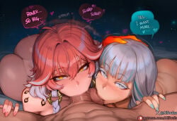 1boy 2d 2girls ai_assisted ai_generated aisouls ass balls blowjob blush caption changli_(wuthering_waves) cock comic deep_blowjob deepthroat dialogue dick double_fellatio english english_text erect_penis erection eye_contact fellatio female ffm_threesome jinhsi_(wuthering_waves) large_penis long_hair looking_at_viewer male male_rover_(wuthering_waves) multicolored_hair muscles muscular muscular_male naked nude oral oral_penetration oral_sex patreon_logo patreon_username penis penis_in_mouth pov pov_eye_contact red_hair rover_(wuthering_waves) saliva self_upload silver_hair sucking sucking_penis testicle_sucking testicles text threesome wuthering_waves