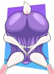 rappywet anthro female solo toriel undertale big_ass bubble_butt thick_thighs wide_hips ass_focus presenting_ass big_breasts breasts nipples erect_nipples puffy_nipples breast_focus underboob cleavage busty large_breasts voluptuous curvy purple_fur white_fur goat_girl monster_girl dress red_dress clothing lifted_dress hand_on_ass spreading_ass tail raised_tail heart_shaped_pupils blush aroused_expression smirk looking_back looking_at_viewer from_behind rear_view highres shiny_skin glossy_skin simple_background purple_background blue_floor anthro_only no_humans detailed_body