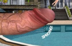 dead_or_alive dead_or_alive_5 huge_cock giant_penis nude_female size_difference otherguy33 xps xnalara swimming_pool honoka_(doa) pink_hair diving_board pool poolside gigantic_cock large_breasts ass dead_or_alive_xtreme_venus_vacation