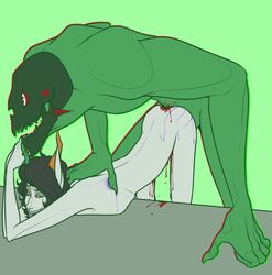 2boys anal ass bald black_hair blood cherub facepaint gamzee_makara gay green_background green_skin grey_skin homestuck horns lord_english ms_paint_adventures naked pointy_ears purple_eyes red_eyes sharp_teeth short_hair size_difference smileygremlin troll