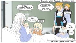 1boy 1boy1girl 1girls blonde_hair blue_eyes clothed clothing ibanews1 jaune_arc no_sex rwby weiss_schnee white_hair