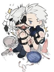 devil_may_cry dante_(devil_may_cry) vergil_(devil_may_cry) yaoi gay male male_only male/male gay_incest incest bondage ball_gag cuntboy intersex