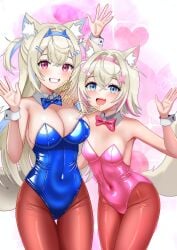 :d :d_smile armpit armpit_showing armpits artist_watermark belly belly_button belly_button_visible_through_clothing big_boobs big_breasts big_chest big_thighs blue_and_white_hair blue_bow_tie blue_bowtie blue_bunnysuit blue_eyes blue_eyes_female blue_leotard blue_neckwear blush blushing blushing_at_viewer blushing_female boobs bowtie bowtie_collar breasts chest cream_hair cream_tail dog dog_ears dog_girl dog_tail dog_tails fake_horns fang fang_out fluffy_ears fluffy_tail fuwamoco fuwawa_abyssgard hair_between_eyes hands_up high_resolution highres hips holding_back hololive hololive_english hololive_english_-advent- large_breasts long_hair long_white_hair medium_hips medium_thighs mococo_abyssgard neckwear pink_and_white_hair pink_background pink_bow_tie pink_bowtie pink_bunnysuit pink_eyes pink_eyes_female pink_leotard pink_neckwear pink_tougue red_blush reflection reflective_body reflective_clothing revealing_breasts revealing_clothes revealing_clothing revealing_dress sexy sexy_armpits sexy_body sexy_clothes sexy_clothing sexy_dress sexy_female short_hair short_white_hair sister sisters small_boobs small_breasts small_chest smile smiling smiling_at_viewer standing teeth teeth_showing teeth_visible thick_hips thighs tounge tummy uma_mohumohu(artist) upscaled virtual_youtuber vtuber vtuber_fanart vtuberfanart vtubers waifu2x watermark white_and_blue_hair white_and_pink_background white_and_pink_hair white_background white_hair white_tails