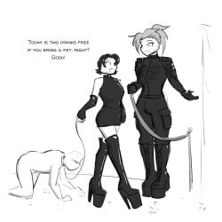 1boy 1girls 2d ass black_and_white boot_fetish boots breasts celera_prime dominant_female dominatrix english english_text female femdom femdom_caption foot_fetish footwear gentle_femdom gentle_mommy high_heel_boots high_heels leather leather_boots long_legs male milf mimi_(celera_prime) monochrome older_female older_female_and_younger_male original original_character original_characters patent_boots shiny_boots shoe_fetish shoes short-haired_female short_hair submissive_male tight_clothes gloves leather_gloves long_gloves leather_dress platform_heels platform_footwear platform_boots platform_shoes thighs thighhighs thigh_highs thigh_boots thighhigh_boots leash leash_pull leash_and_collar leashed_collar leashed leashed_male petplay puppyplay