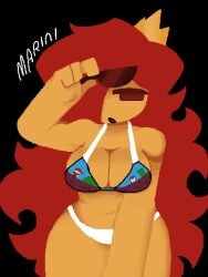 1girls 2026 2d 2d_(artwork) arcaned_roses big_breasts bra breasts brown-skinned_female brown_skin cleavage clothed clothing color colored crown dark-skinned_female dark_skin digital_drawing_(artwork) digital_media_(artwork) female female_focus female_only hair_over_one_eye holding_sunglasses looking_at_viewer mario_(series) nintendo panties princess_peach princess_toadstool red-haired_female red_hair roses_arcaned simple_background solo solo_female solo_focus sunglasses super_mario_bros._(nes) text underwear white_bottomwear white_panties white_underwear