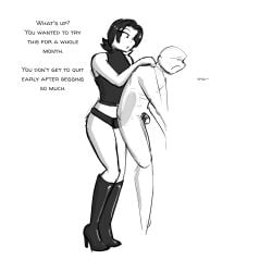 1boy 1girls 2d ass black_and_white boot_fetish boots breasts celera_prime dominant_female dominatrix english english_text female femdom femdom_caption foot_fetish footwear gentle_femdom gentle_mommy high_heel_boots high_heels leather leather_boots long_legs male milf mimi_(celera_prime) monochrome older_female older_female_and_younger_male original original_character original_characters patent_boots shiny_boots shoe_fetish shoes short-haired_female short_hair submissive_male tight_clothes pegging pegging_male strap-on strapon strap-on_sex chastity_cage chastity_device chastity chastity_cage_only chastity_key white_pants belt belt_buckle sweater