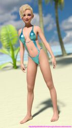 3d 3dcg monokini beach big_breasts blonde_hair breasts daz3d female lips lipstick littljack makeup miley_(littljack) short_hair