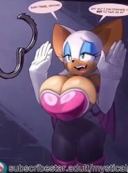ai_generated ai_generated_video animated big_breasts bribe handcuffs large_breasts no_sound revealing_breasts rouge_the_bat sonic_the_hedgehog_(series) submissive_female surrendering tagme threatening video