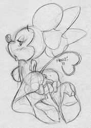 2011 anthro anus ass back_view bow breasts disney female fingering footwear fur furry_ass furry_breasts furry_ears high_heels looking_back mammal masturbation minnie_mouse monochrome mouse praiz raised_tail rodent round_ears shoes sketch tail