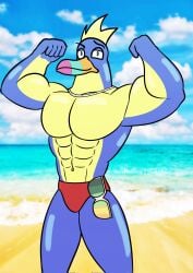 avian beak blonde_hair cartoon_network flexing glasses hulu johnny_toucan male male_only masculine medkitty_(artist) muscular muscular_male solo tagme the_amazing_world_of_gumball the_wonderfully_weird_world_of_gumball tong