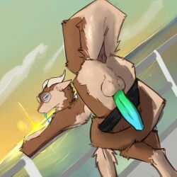 anthro anus backsack balls big_penis bottomwear bottomwear_down butt clothed clothing dragon fur furred_dragon furred_scalie genitals male mythological_creature mythological_scalie mythology pants pants_down partially_clothed penis presenting presenting_hindquarters presenting_penis reed_(andr0ch) scalie solo vegashasfrozenover