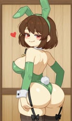1girls ai_generated ass ass_focus ass_grab big_fat_ass big_hips big_thighs bodysuit boob_window boobies boobs breasts bunnysuit butt butt_focus chara chara_(undertale) fat_ass fat_butt female grabbing_ass grabbing_own_ass heart heart_symbol hearts_around_head hips honeybunn14 looking_at_viewer looking_back looking_back_at_viewer seductive seductive_expression seductive_eyes seductive_look seductive_smile showing showing_ass showing_off showing_off_ass thigh_highs thighhighs thighs thong tits titties undertale