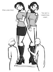 1boy 1girls 2d ass black_and_white boot_fetish boots breasts celera_prime dominant_female dominatrix english english_text female femdom femdom_caption foot_fetish footwear gentle_femdom gentle_mommy high_heel_boots high_heels leather leather_boots long_legs male milf mimi_(celera_prime) monochrome older_female older_female_and_younger_male original original_character original_characters patent_boots shiny_boots shoe_fetish shoes short-haired_female short_hair submissive_male tight_clothes mother_and_daughter bootjob shoejob footjob cbt cock_and_balls_torture cock_and_ball_torture ballbusting ballbusting_orgasm ballbusting_induced_orgasm cum cumshot cum_on_boots cfnm stepped_on stepping_on_balls sweater leather_skirt skirt white_pants 2girls 2boys