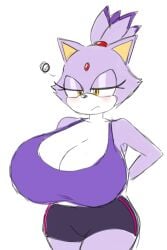 big_boobs big_breasts big_tits blaze_the_cat boobs booty_shorts breast_expansion breasts cat_girl catgirl mobian mobian_(species) mobian_cat momiji_(artist) shorts sonic_(series) sonic_the_hedgehog_(archie) sonic_the_hedgehog_(series) tank_top tanktop tits