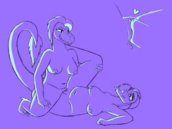 anthro anthrofied bedroom_eyes breasts claws crocodilianbooty cunnilingus dinosaur feathers female grabbing_leg grinding half-closed_eyes masiakasaurus_knopfleri monochrome nipples non-mammal_breasts oral pterosaur pussy reptile scalie seductive sex sharp_teeth simple_background slightly_chubby teeth theropod thick_thighs tongue tongue_out tribadism vaginal_penetration yuri