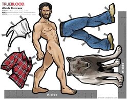 1boy abs actor alcide_herveaux andy_swist beard black_hair caucasian caucasian_male celebrity facial_hair feral flannel_shirt human in_character jeans joe_manganiello male male_nipples male_only male_pubic_hair manly mature_male muscles muscular muscular_male nude_male paper_doll pecs smooth_skinned_male tank_top true_blood wolf