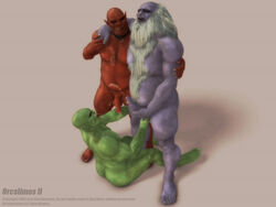 3boys 3d bald ball_fondling ball_tugging balls ballsack beard collar corwyn cum cumshot dark-skinned_male dark_skin diphallia diphallism erect_penis erection facial_hair facial_scar foreskin gay green_skin hairy humanoid humanoid_penis intact long_hair_male male male/male male_nipples male_only multi_penis muscular_male nude_male older_male orc orc_male partially_retracted_foreskin penis pointy_ears precum precum_drip purple_skin red_skin retracted_foreskin scars scrotum shaved_crotch smooth_skinned_male tagme testicles threesome trip tusks uncut white_hair