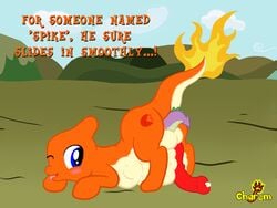 anal_vore charem charmeleon color crossover day fire friendship_is_magic interspecies male male_only multiple_males my_little_pony nintendo nude outdoors pokemon spike spike_(mlp) tagme tail tail_fire vore