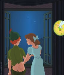 1boy 2girls angry ass ass_grab bow butt butt_grab clothing disney dress female femdom male mark_scerpella pants_down peter_pan_(character) peter_pan_(disney) smile straight tagme tinker_bell wendy_darling