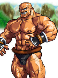 bulge dragon_ball dragon_ball_z flaccid huge_muscles male male_only nappa saiyan solo standing tagme tan_skin topless