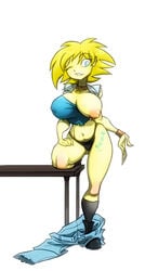 1girls 20th_century_studios bigdad breasts clothes color darnact female female_only front_view hair human maggie_simpson nipples solo the_simpsons white_background yellow_body yellow_hair yellow_skin