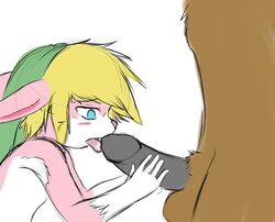 a_link_to_the_past blush fellatio femboy gay handjob kitazureskye licking_penis link link_(rabbit_form) male male_only moblin monster nintendo the_legend_of_zelda yaoi