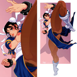 breasts_out brown_hair capcom chun-li pantyhose street_fighter talblaiser