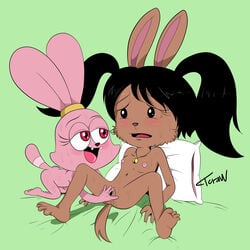 american_dragon:_jake_long blush breast brown_fur cartoon_network chowder crossover cub disney disney_channel fingering furry haley_long launny open_mouth panini pink_fur pussy rabbit spread_pussy tecraudio tongue young yuri