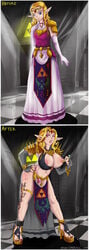 big_breasts big_nipples bimbo bimbofication blonde_hair blue_eyes bracelet breasts corruption detached_sleeves diadem dress ear_piercing earrings elbow_gloves elf_ears eyebrow_piercing female gloves high_heel_sandals high_heels jewelry large_breasts leg_tattoo legband legwear long_nails navel_piercing nintendo nipple_piercing nipples ocarina_of_time panties piercings pointy_ears princess_zelda red_eyes red_nails red_toenails ring ring_pull shackles shadman shoulder_armor shoulders skirt sleeves spiked_shoulders string_panties tattoo the_legend_of_zelda toe_ring tongue tongue_out tongue_piercing whip_marks zelda_(ocarina_of_time)