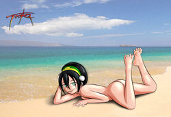 ass avatar_the_last_airbender barefoot beach earth_kingdom feet female female_only human nickelodeon nude short_black_hair smile soles solo straight_hair toes tooner toph_bei_fong water