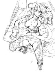 clothing hs ibarahime_shizuka medium_breasts monochrome shinrabanshou sketch tagme