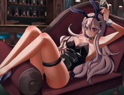 1girls absurdres alternate_costume alternate_version_available animal_ears bangs bare_legs black_hairband black_leotard blush breasts bunny_ears bunny_girl bunnysuit card choker corrin_(fire_emblem) corrin_(fire_emblem)_(female) couch eine_(eine_dx) female female_only fire_emblem fire_emblem_fates hair_ornament hairband high_heels highres leotard long_hair looking_at_viewer nail_polish nintendo platinum_blonde_hair playboy_bunny pointy_ears red_eyes smile solo thin_female uno_(game)