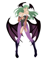 clothing darkstalkers fitletter futanari green_hair morrigan_aensland small_breasts succubus tagme