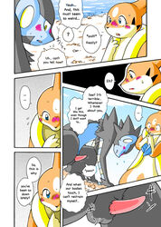 blue_eyes blush comic floatzel kemono luxray mikaduki_karasu nintendo penis pokemon pokemon_(species) redoxx translated video_games yellow_eyes