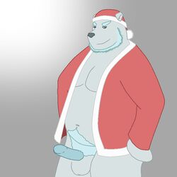 anthro beartic christmas chubby clothes color fur furry male male_only penis pokemon solo standing tagme testicles