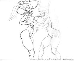 anthro crossover female female_only fur furry glack human interspecies lola_bunny marge_simpson multiple_females rabbit space_jam tagme the_simpsons yuri