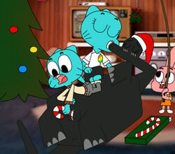 anais_watterson bpq00x cartoon_network christmas christmas_tree gumball_watterson mistletoe molly_collins nicole_watterson straight_hair tagme the_amazing_world_of_gumball