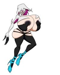 big_breasts blonde_hair breasts female gwen_stacy gwenom high_heels huge_breasts marvel nipples riddleaugust spider-gwen spider-man_(series) symbiote